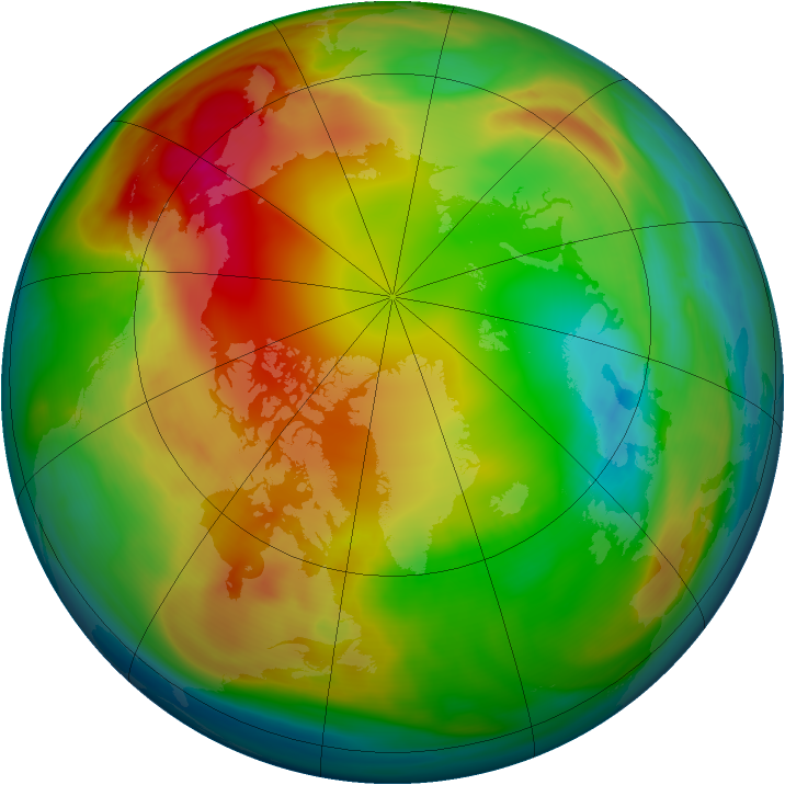 Arctic ozone map for 25 January 2007